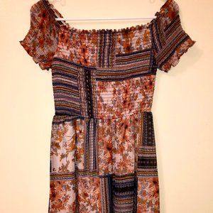 Floral Ribbed/Flowy Dress